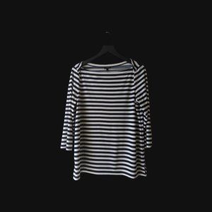 Talbots Black & White Striped Boatneck Top - Size M or L - Breton - 3/4 Sleeves